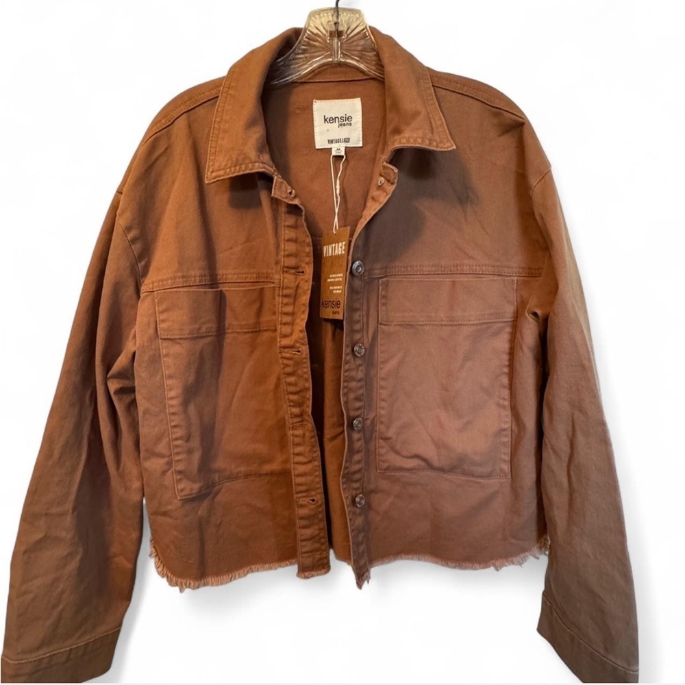 Kensie Vintage Luxe Brown Denim Jacket size medium NWT